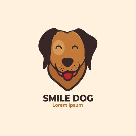 Smile Dog Face Logo. dog head cartoon. Vector illustrationのイラスト素材