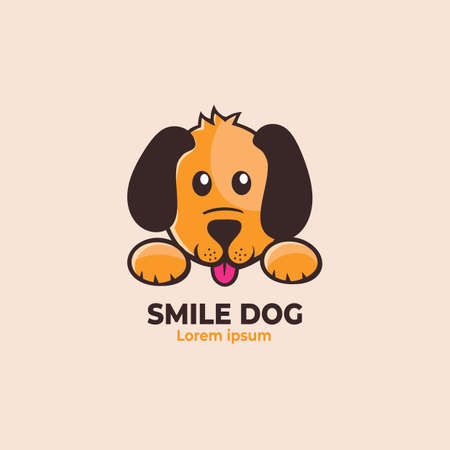 Smile Dog Face Logo. Cute dog head cartoon. Vector illustrationのイラスト素材