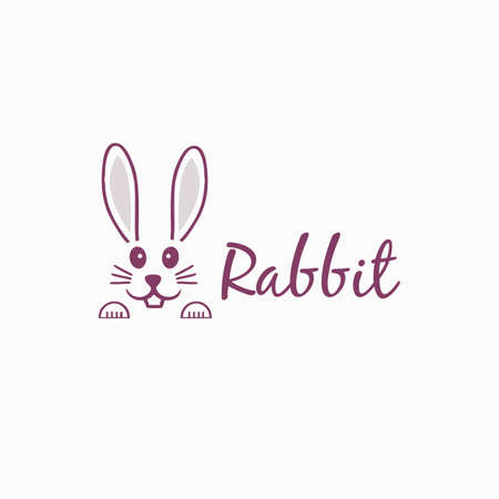 Rabbit head Logo. Cute cartoon bunny vector illustrationのイラスト素材