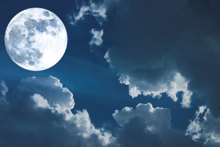 moon on background of cloudsの写真素材