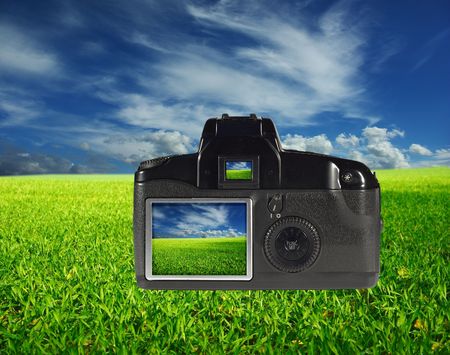 dslr camera from picture of  meadowの写真素材