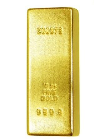 gold bar on white backgroundの写真素材