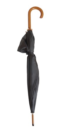 closed black umbrella on white backgroundの写真素材