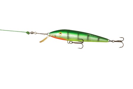 long wobbler for fishing on white backgroundの写真素材