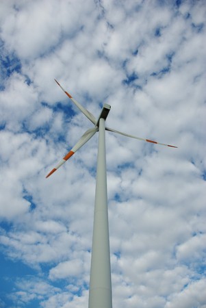 wind turbine on sky background