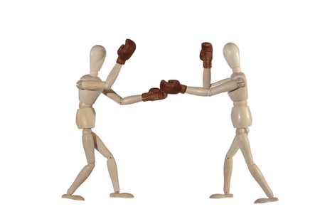 sparing boxing - of dummies on white backgroundの写真素材