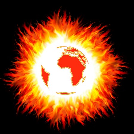burning  planet on black background