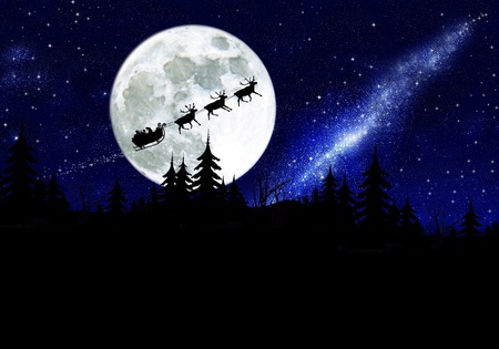 santa claus on sky backgroundの写真素材