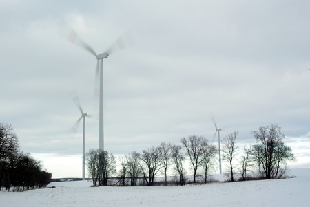 wind turbine on sky backgroundの写真素材