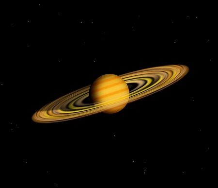 planet with rings on a speace backgroundの写真素材