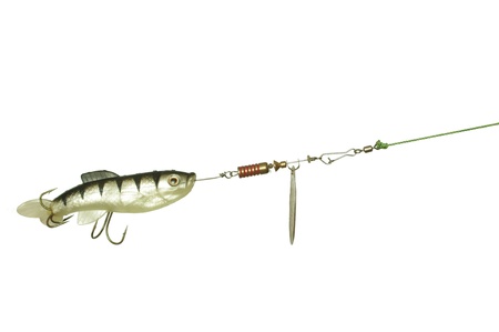 gum and metal angling bait on white backgroundの写真素材