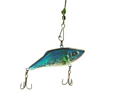 blue  wobbler for fishing on white backgroundの写真素材