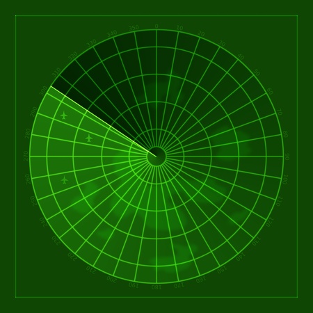 green screen of radar with airplanesの写真素材