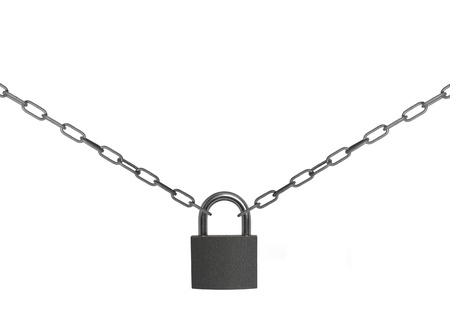  padlock with chain on white background