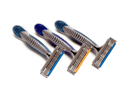 three shaving razor  on white background