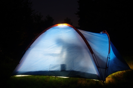 tent in night with peopleの写真素材