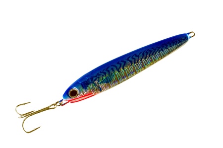 metal angling bait on white backgroundの写真素材