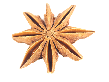 anise star with seed on white background ( pimpinella anisium )の写真素材