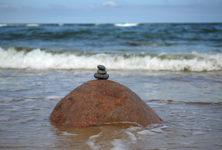 stones  on a sea backgroundの写真素材