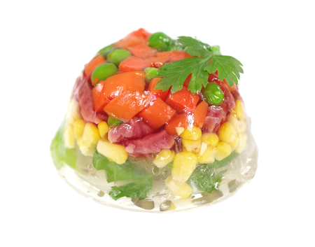 Appetizing jelly with meat and vegetableの写真素材