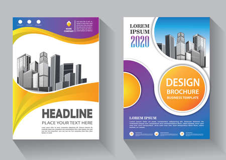 Business abstract vector template. Brochure design, cover modern layout, annual report, poster, flyer in A4 with colorful triangles, geometric shapes for tech, science, market with light backgroundのイラスト素材