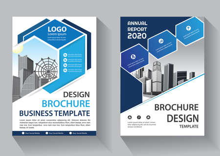 Brochure design, cover modern layout, annual report, poster, flyer in A4 with colorful triangles, geometric shapes for tech, science, market with light backgroundのイラスト素材