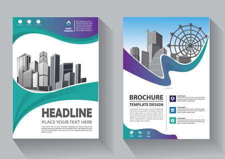 Brochure design, cover modern layout, annual report, poster, flyer in A4 with colorful triangles, geometric shapes for tech, science, market with light backgroundのイラスト素材