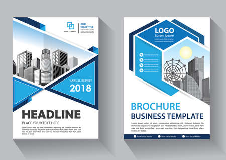 Brochure design, cover modern layout, annual report, poster, flyer in A4 with colorful triangles, geometric shapes for tech, science, market with light backgroundのイラスト素材