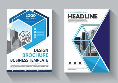 Business abstract vector template. Brochure design, cover modern layout, annual report, poster, flyer in A4 with colorful triangles, geometric shapes for tech, science, market with light backgroundのイラスト素材