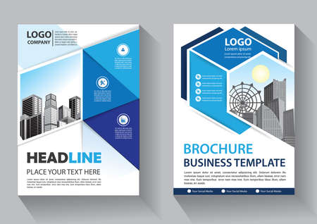 Brochure design, cover modern layout, annual report, poster, flyer in A4 with colorful triangles, geometric shapes for tech, science, market with light backgroundのイラスト素材