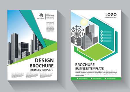 Brochure design, cover modern layout, annual report, poster, flyer in A4 with colorful triangles, geometric shapes for tech, science, market with light backgroundのイラスト素材