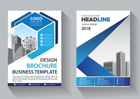 Brochure design, cover modern layout, annual report, poster, flyer in A4 with colorful triangles, geometric shapes for tech, science, market with light backgroundのイラスト素材