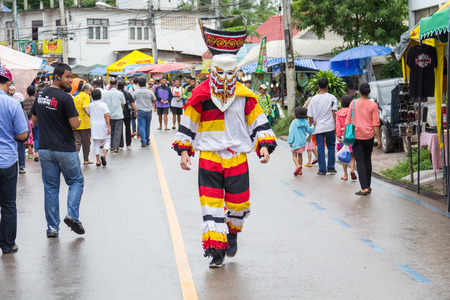 Loei,Thailand-July 7,2016 Phitakhon festival Phitakhon masks and dance to show festival and rainy season on july 7 ,2016 in loei province of thailandのeditorial素材