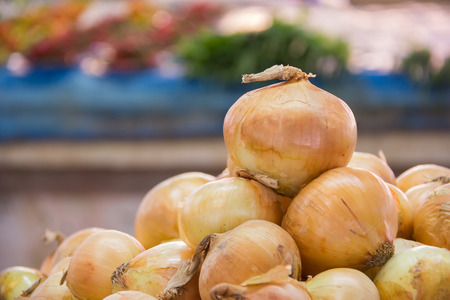 Fresh onion in a marketの写真素材