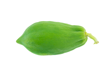 Green Papaya Isolated On White backgroundの写真素材