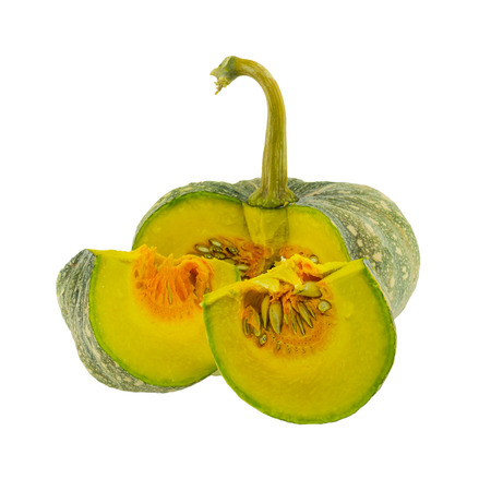 Pumpkin slice isolated on white backgroundの写真素材