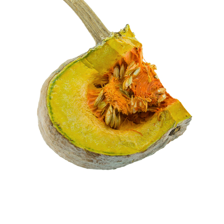 Pumpkin slice isolated on white backgroundの写真素材