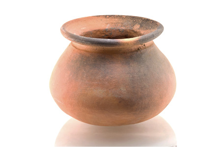 Orange jar isolated on white backgroundの写真素材