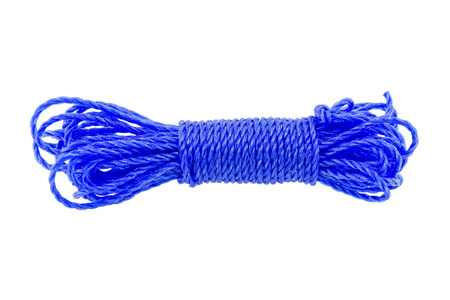 Blue rope isolated on white backgroundの写真素材