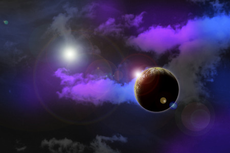 Star , Planets in distant galaxies. 3D illustration