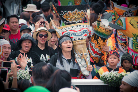Thailand June 25: Phitakhon festival Phitakhon masks and dance to show festival on june 25 ,2017 in loei province of Thailandのeditorial素材