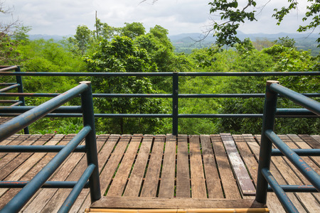 Wooden and steel bridge on the scenic spot in Thailand.の写真素材