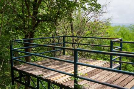 Wooden and steel bridge on the scenic spot in Thailand.の写真素材