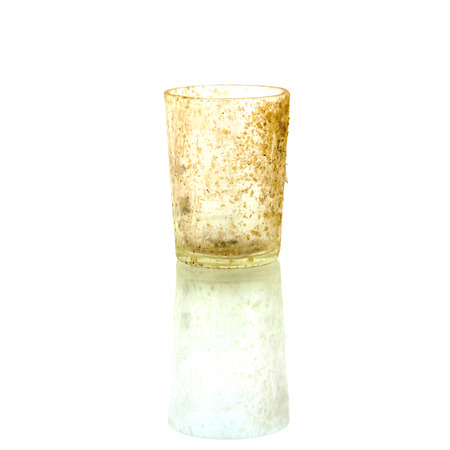 Old glass of water on white background.の写真素材