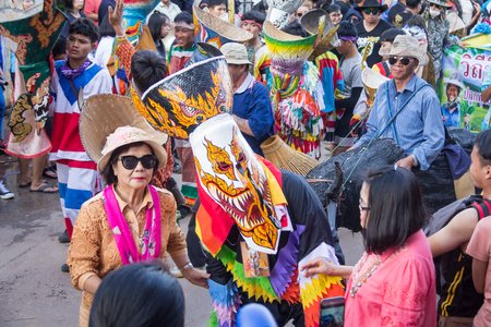 Thailand June 16 : Phitakhon festival Phitakhon masks and dance to show festival and International Mask  on june 16 ,2018 in loei province of Thailandのeditorial素材