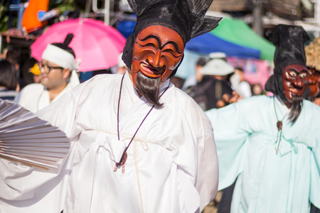 Thailand June 16 : Phitakhon festival Phitakhon masks and dance to show festival and International Mask  on june 16 ,2018 in loei province of Thailandのeditorial素材