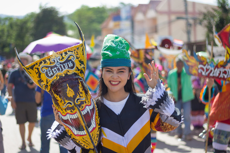 Thailand June 16 : Phitakhon festival Phitakhon masks and dance to show festival and International Mask  on june 16 ,2018 in loei province of Thailandのeditorial素材