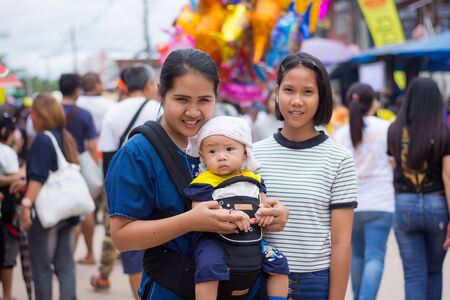 LOEI,THAILAND-JULY 6,2019 : Phi Ta Khon festival, Phi Ta Khon masks and masks international, dance to show Phi Ta Khon  festival in rainy season on july 6 ,2019 in Loei province of Thailandのeditorial素材