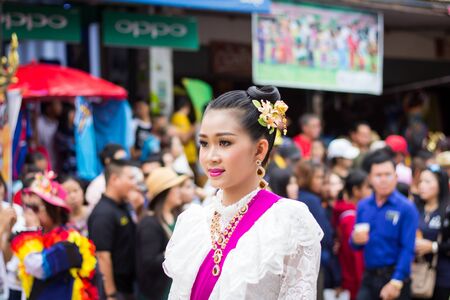 LOEI,THAILAND-JULY 6,2019 : Phi Ta Khon festival, Phi Ta Khon masks and masks international, dance to show Phi Ta Khon  festival in rainy season on july 6 ,2019 in Loei province of Thailandのeditorial素材