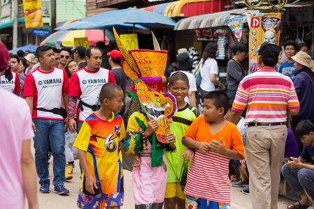 LOEI,THAILAND-JULY 6,2019 : Phi Ta Khon festival, Phi Ta Khon masks and masks international, dance to show Phi Ta Khon  festival in rainy season on july 6 ,2019 in Loei province of Thailandのeditorial素材